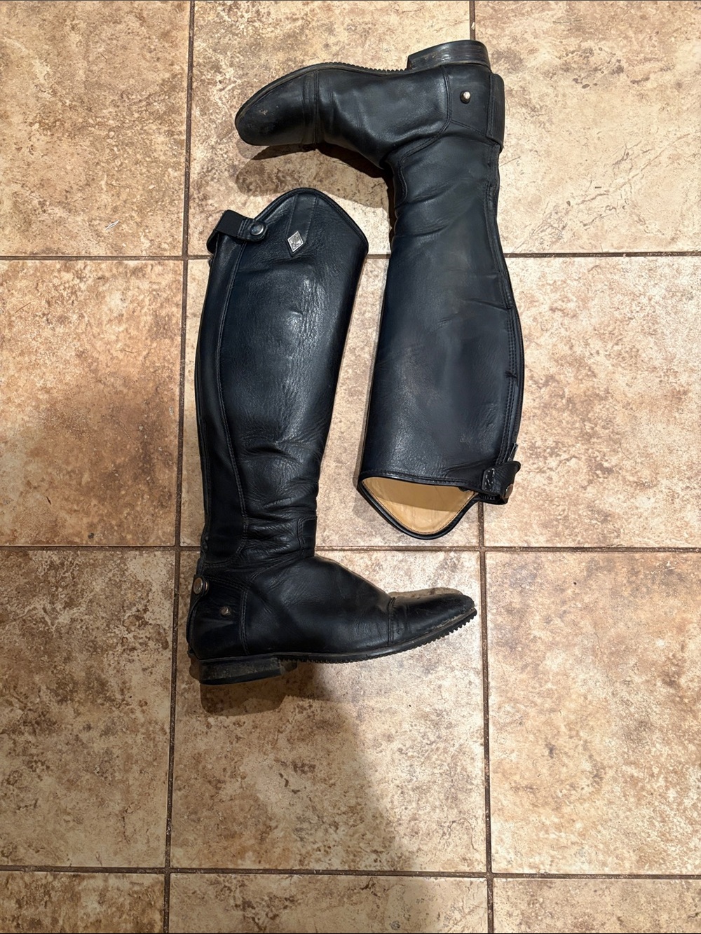 Black womans Fabbri  Tall Leather dress Riding Boots